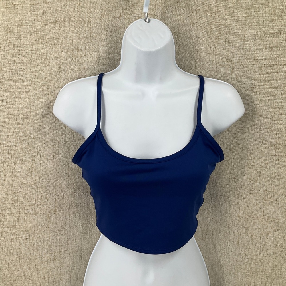 PINK Active Sports Bra Women Small Blue Ultimate Lightly Lined Strappy Cropped